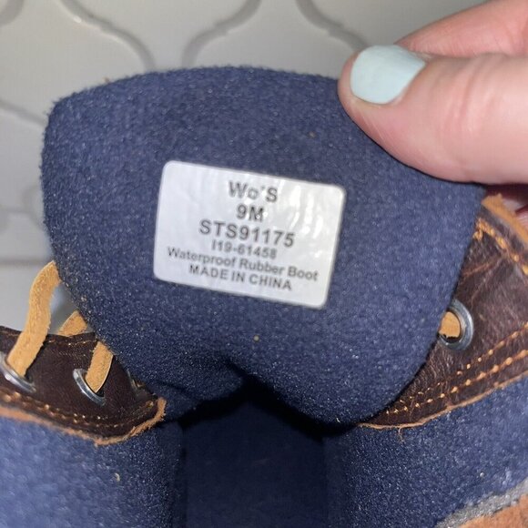 SPERRY Women's Saltwater Duck Boot Leather Size 9 US Brown Blue Gum Rubber Zip - Picture 6 of 8